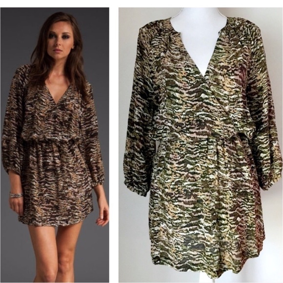 Joie Jane Animal Print Silk Mini Dress - Picture 1 of 11
